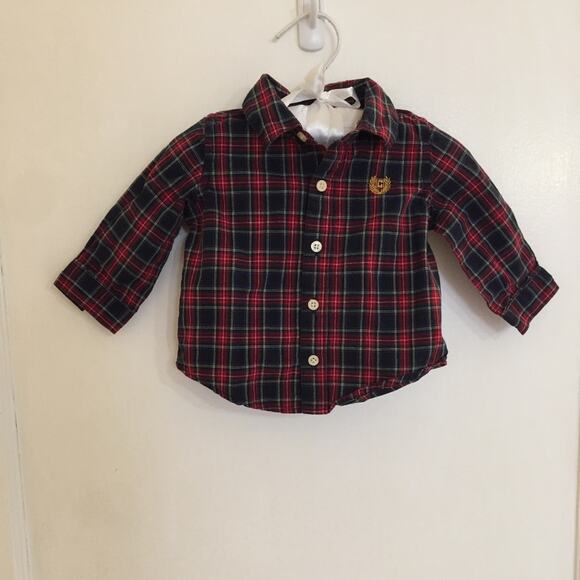 Chaps Plaid Button Up Shirt 3 Months - Picture 1 of 6